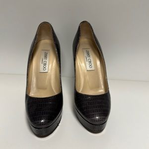 Jimmy Choo dark brown leather stiletto